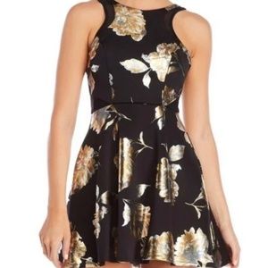 Metallic Floral Fit & Flare Mini Dress - Size 9 Juniors / Women’s Small